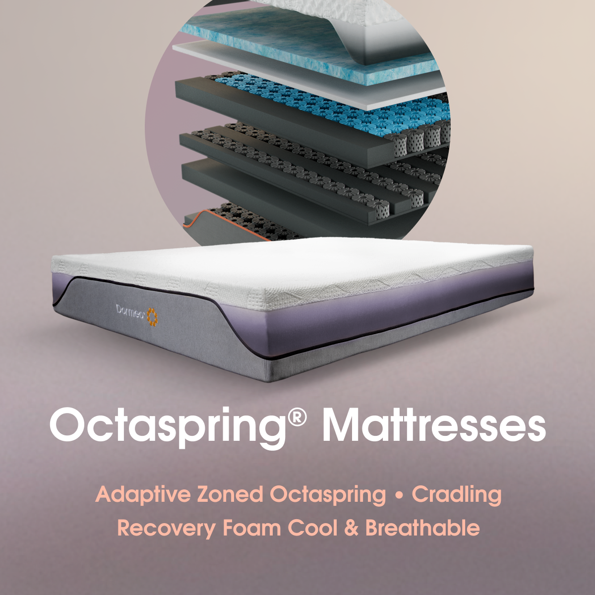 Octaspring Mattress. Adaptive Zoned Ostaspring, Cradling Recovery Foam Cool and Breathable